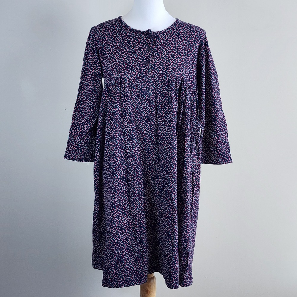 Ditsy‎ Floral Babydoll Dress Womens Medium Cotton Long Sleeve Modest Cottagecore